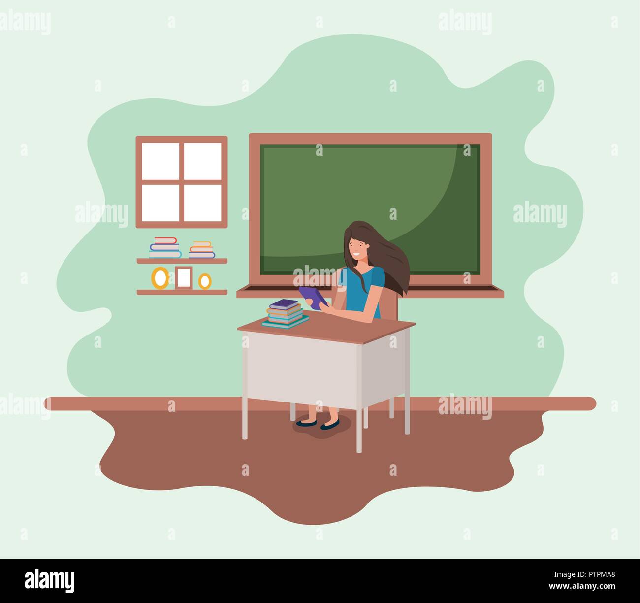 female teacher in the classroom Stock Vector Image & Art - Alamy