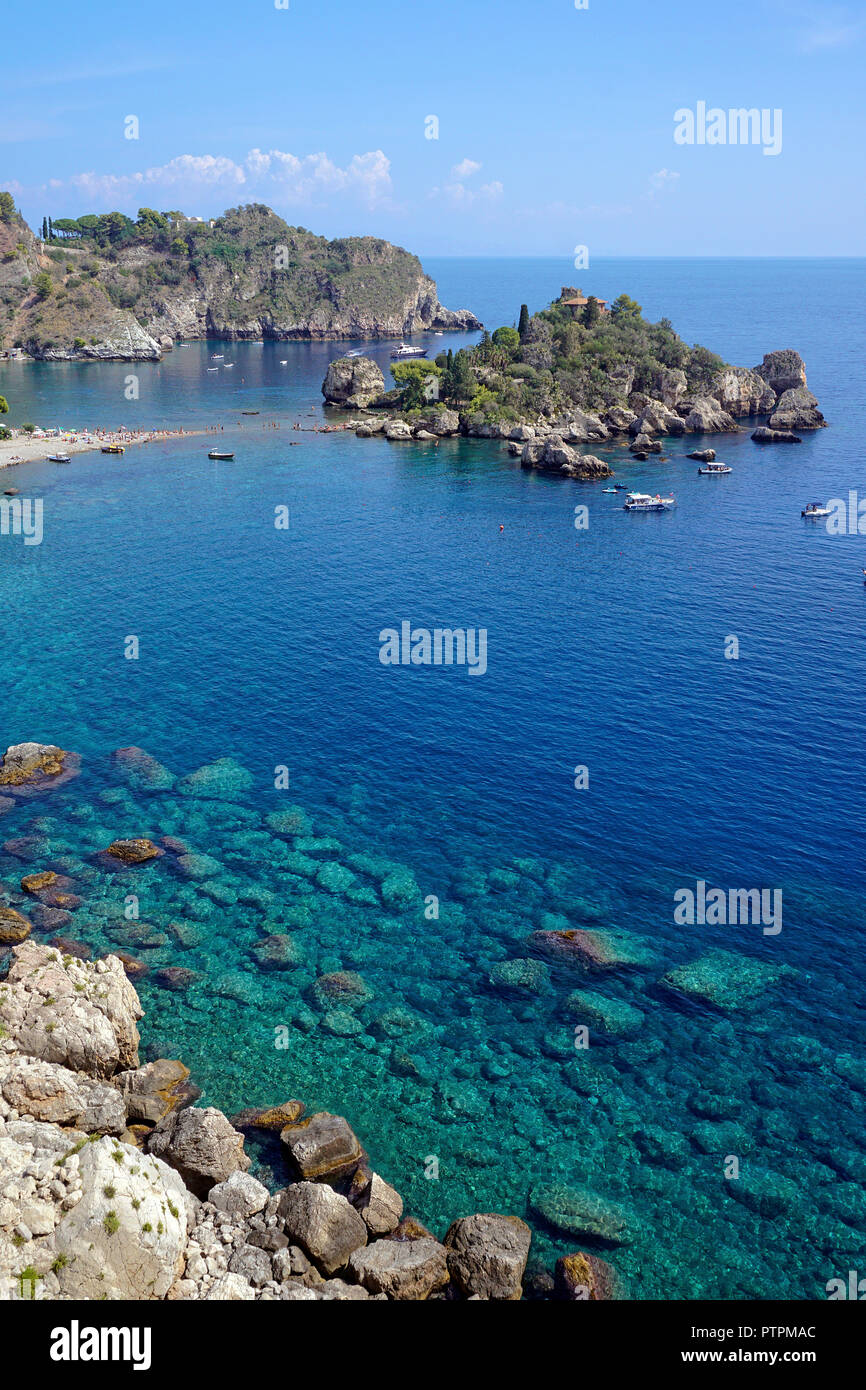 Isola Bella, beautiful tiny island and one of the landmarks of Taormina ...