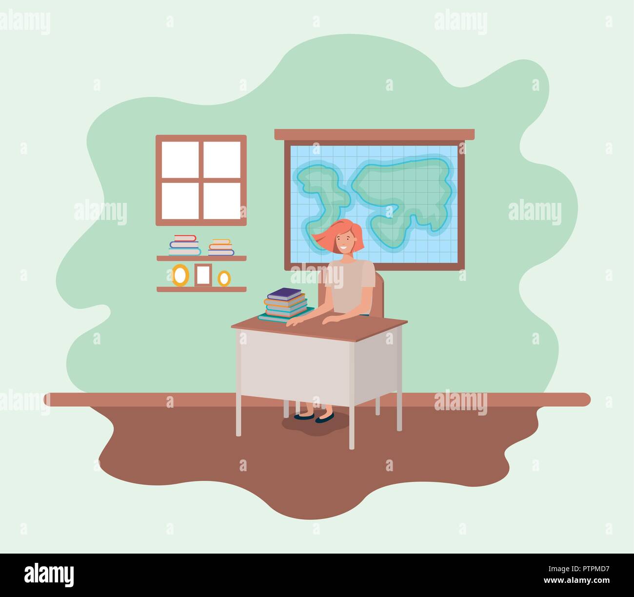 female teacher in the geography class Stock Vector Image & Art - Alamy