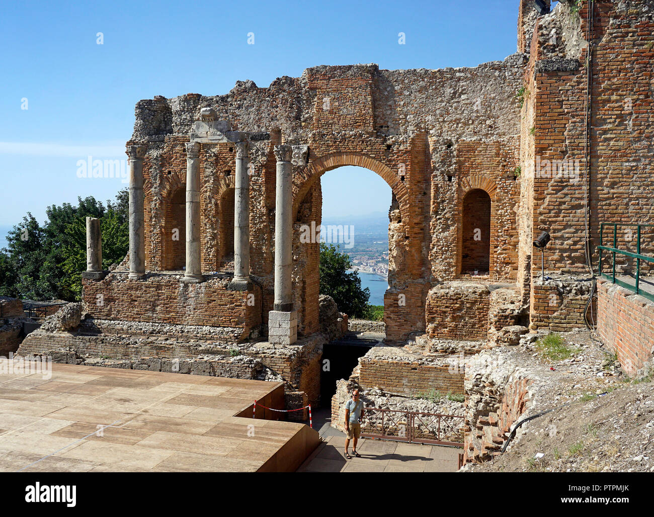 The ancient greek-roman theatre of Taormina, Sicily, Italy Stock Photo