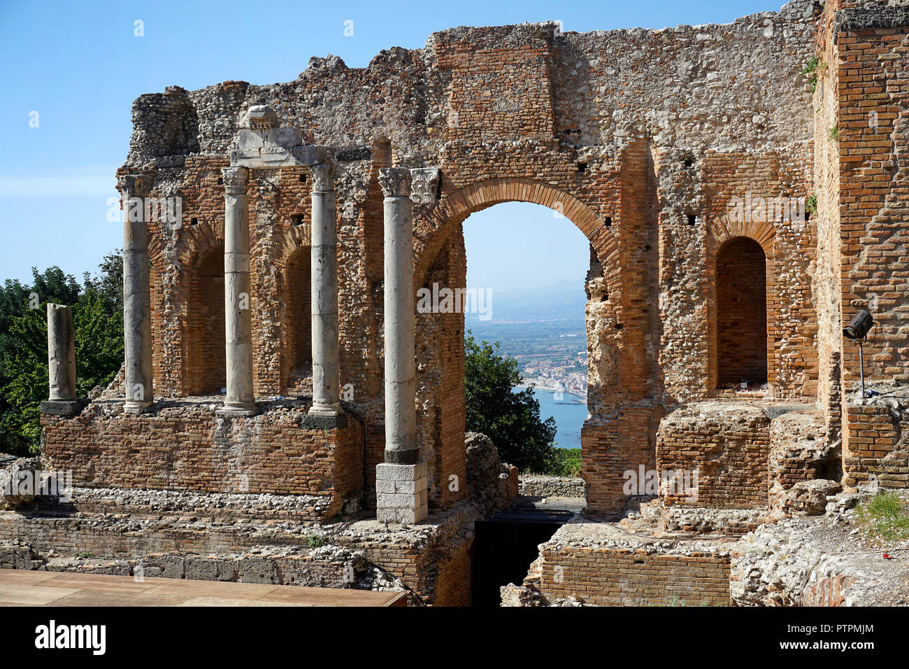 The ancient greek-roman theatre of Taormina, Sicily, Italy Stock Photo