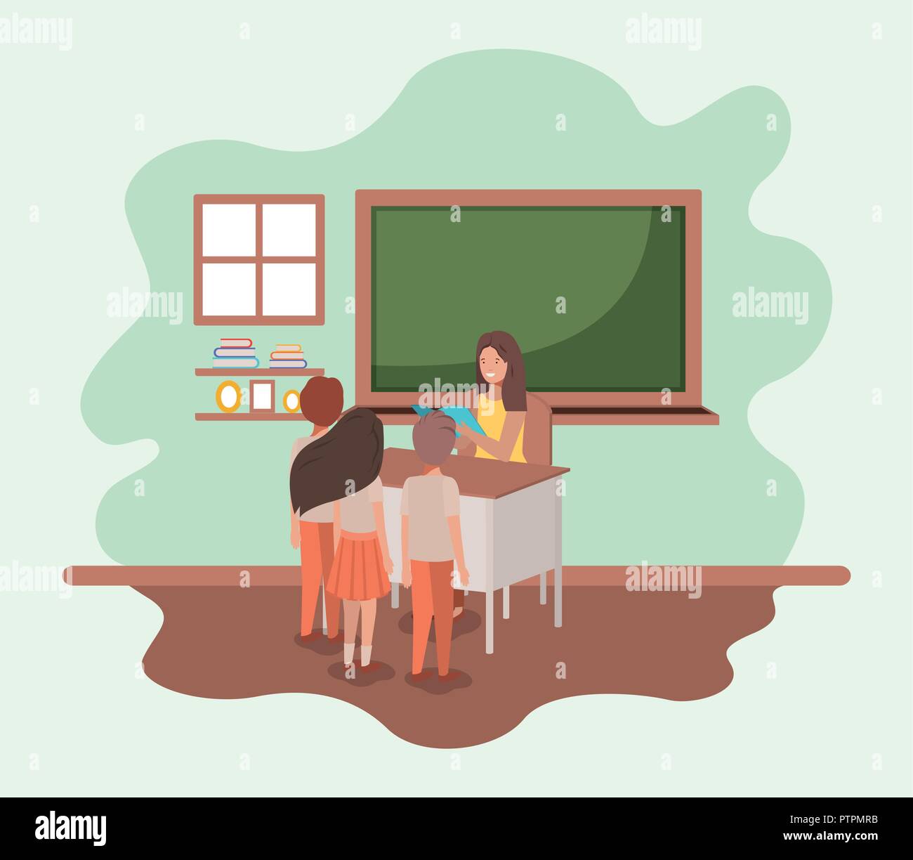 female teacher in the classroom with students Stock Vector Image & Art ...