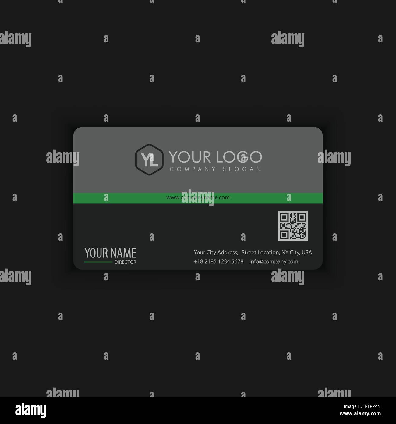 Modern Creative and Clean Business Card Template with green dark color ...