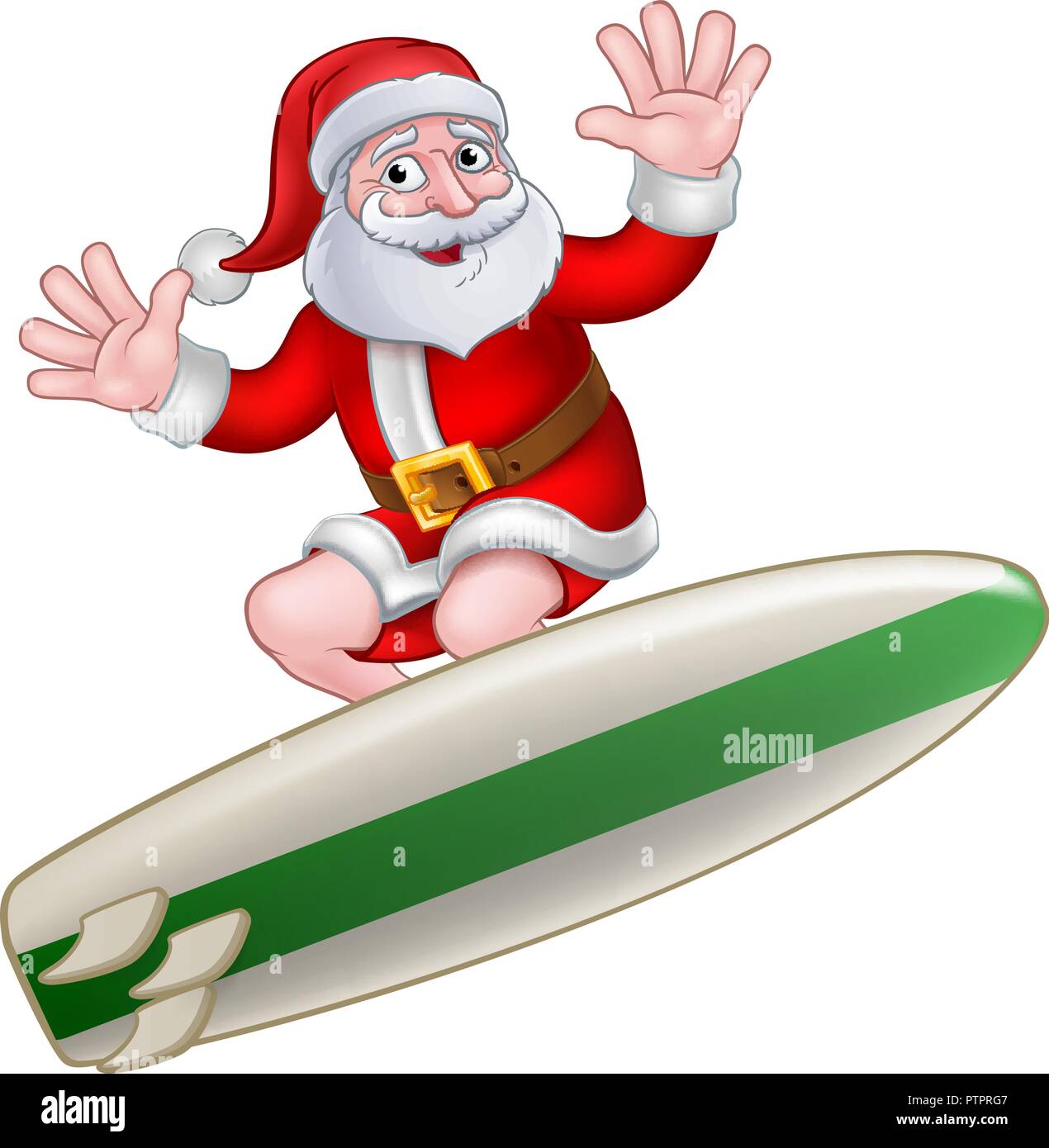 Christmas Santa Claus Surfing Cartoon Stock Vector