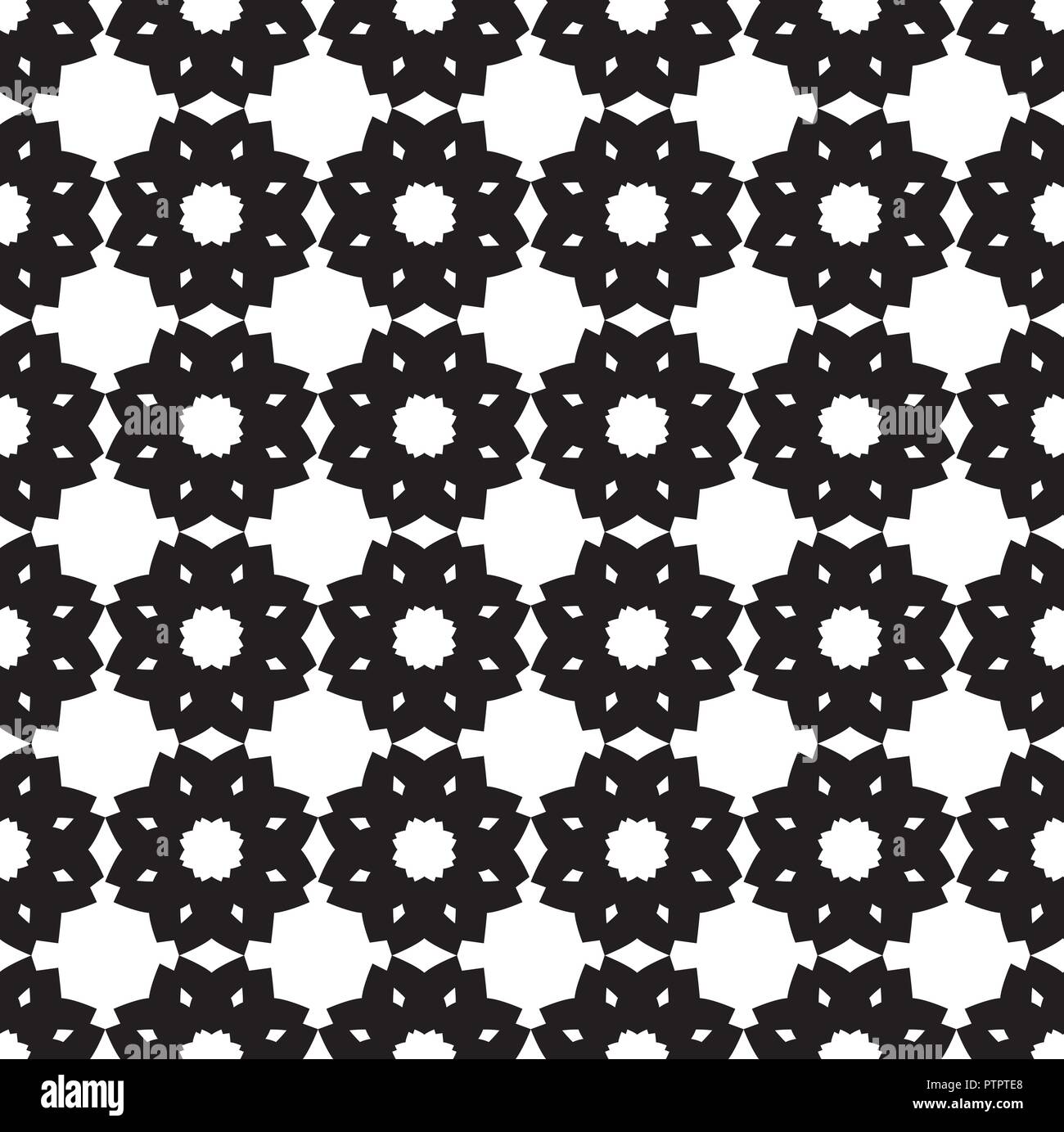 Vector seamless pattern. Black and white Repeating geometric pattern ...