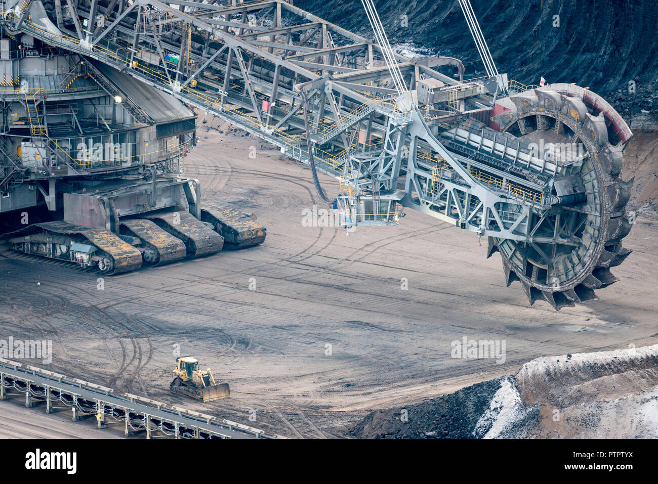 Impression of the Tagebau Hambach, a large open-pit coal mine in Niederzier and Elsdorf (North-Rhine Westphalia), operated by RWE and used for mining  Stock Photo