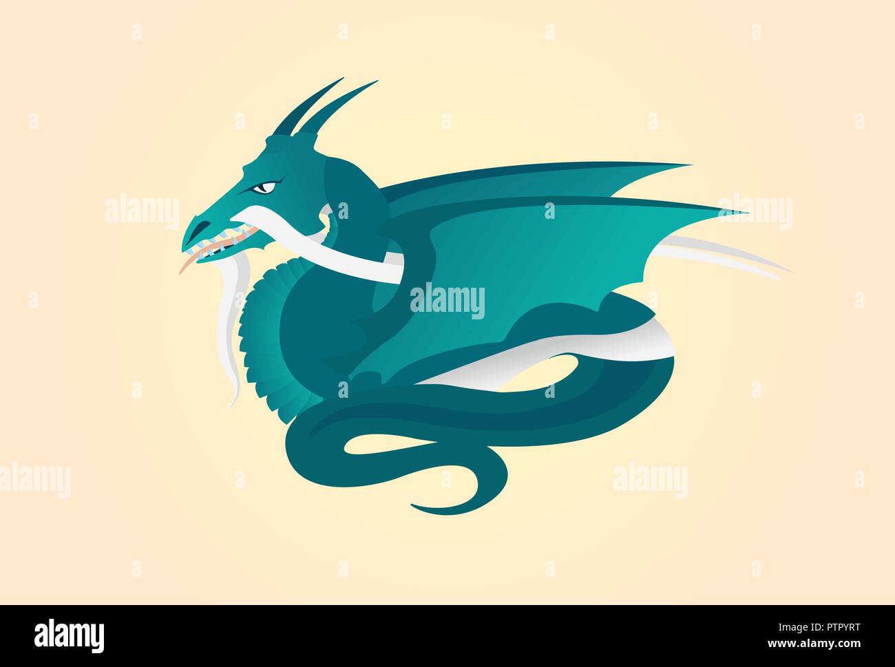 Vector illustration with fantasy dragon in shades of blue Stock Vector ...