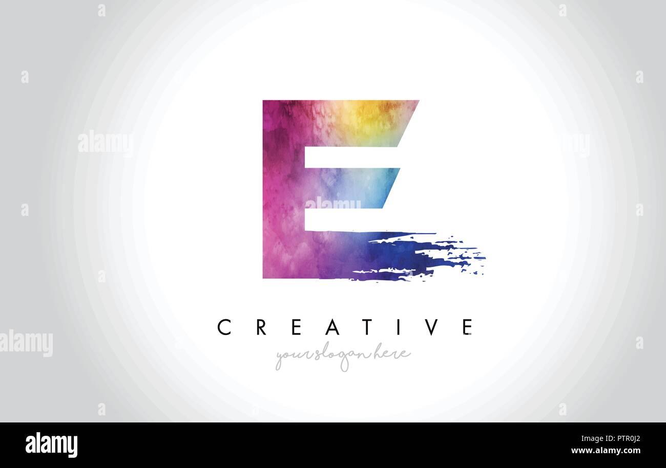 E Paintbrush Letter Design with Watercolor Brush Stroke and Modern ...