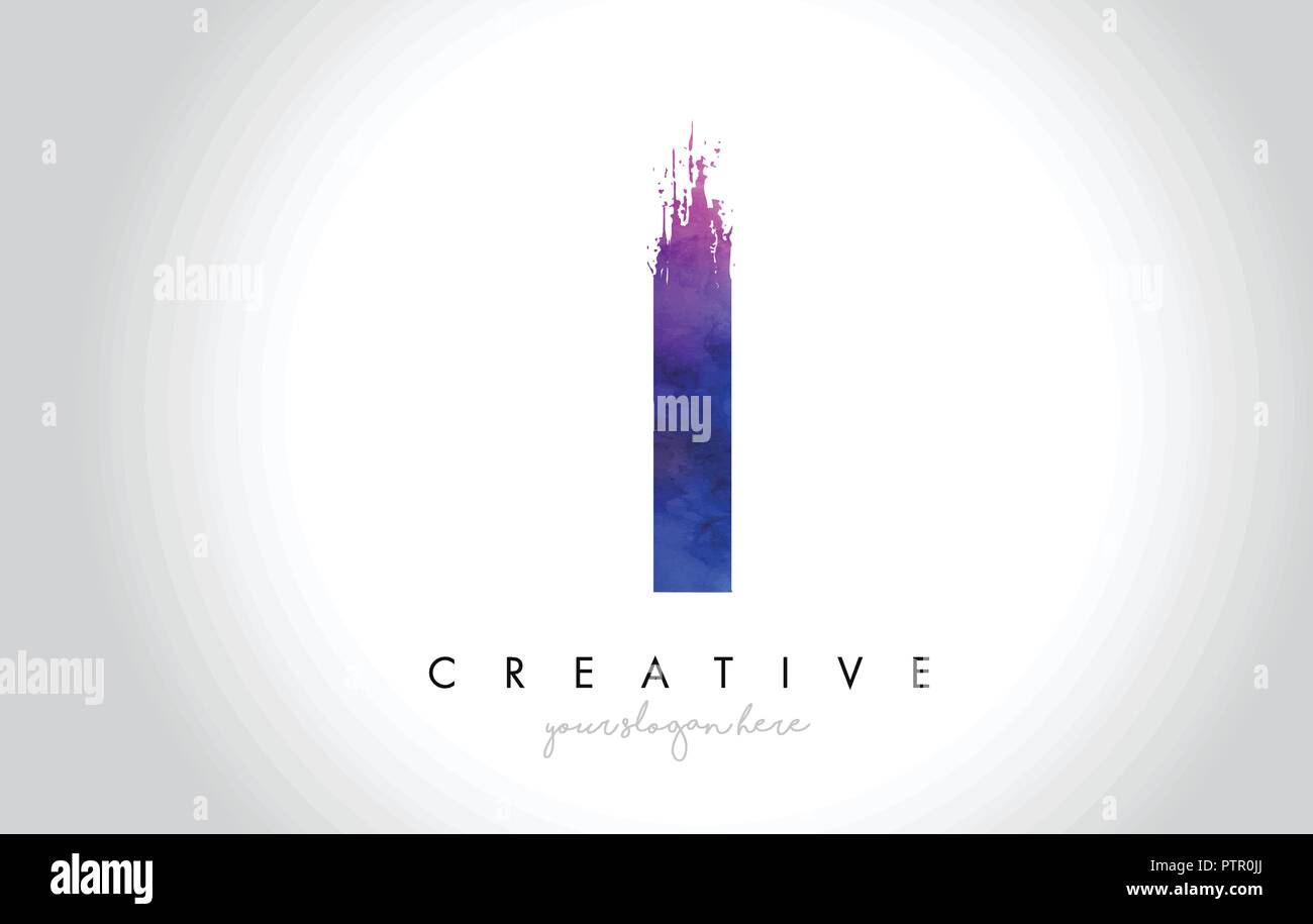 I Paintbrush Letter Design with Watercolor Brush Stroke and Modern ...