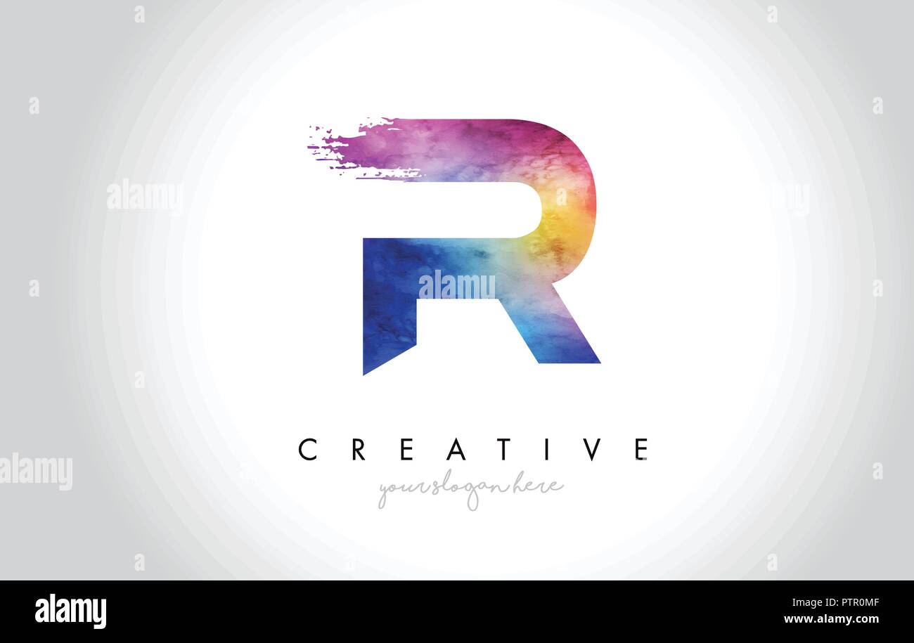 R Paintbrush Letter Design with Watercolor Brush Stroke and Modern ...