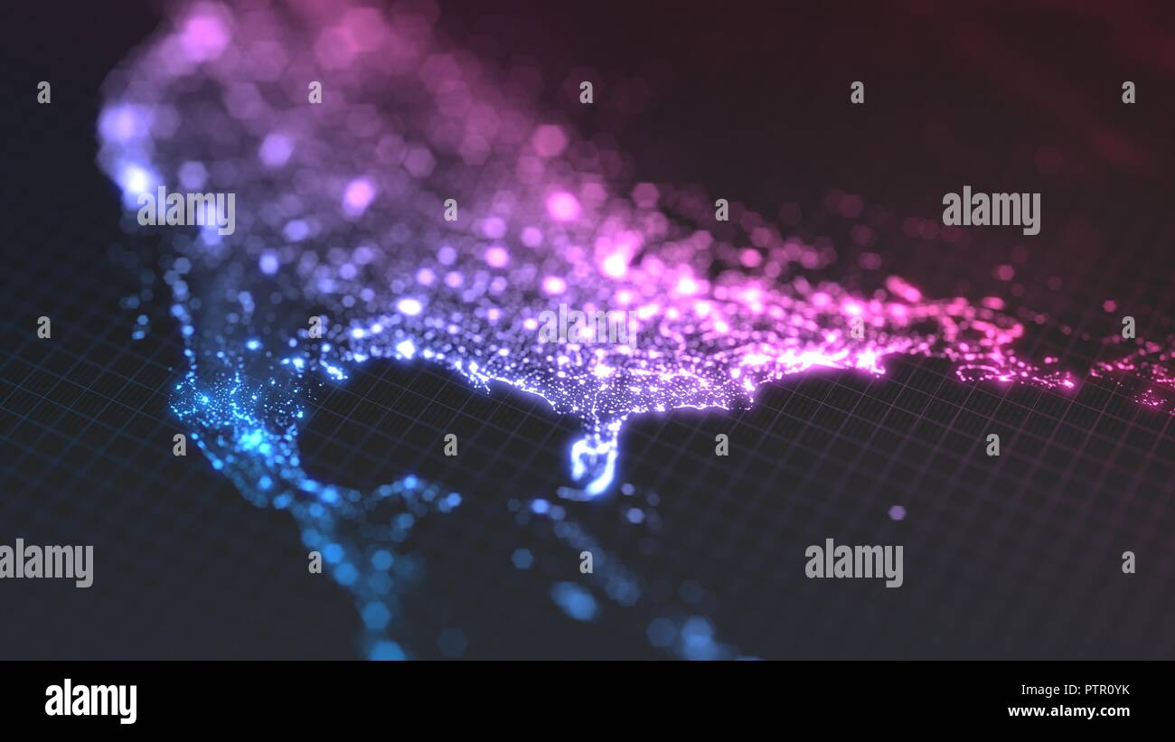 dark earth map with glowing details - Dark Earth Map With Glowing Details Of City And Human Population Density Areas Wiew Of America 3d Illustration PTR0YK 