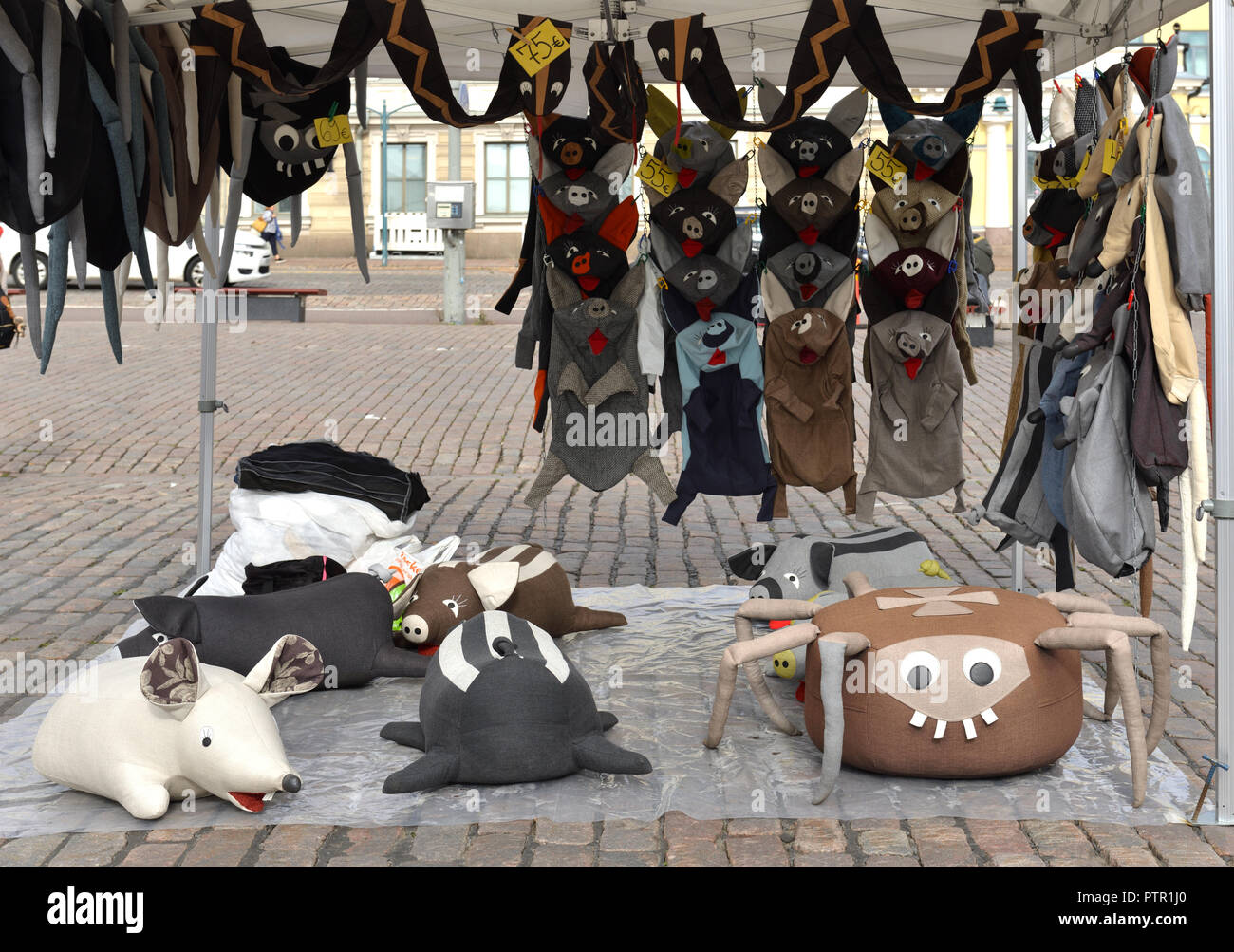 Market Square (Kauppatori). Finnish souvenirs and gifts before holiday Halloween Stock Photo