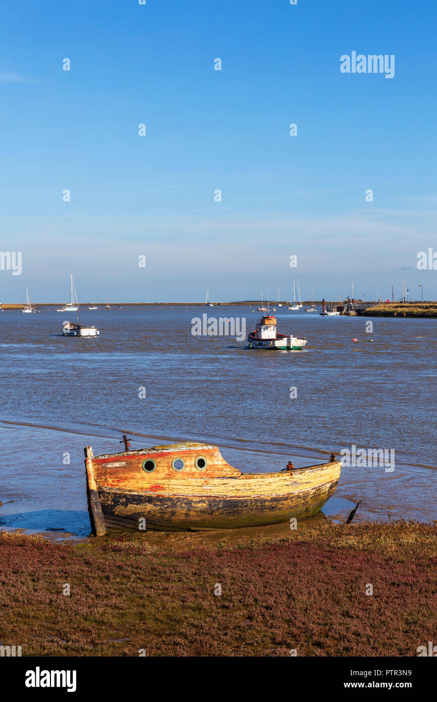 The River Ore Separating Orford from Orford Ness on a Very Sunny October Afternoon Stock Photo