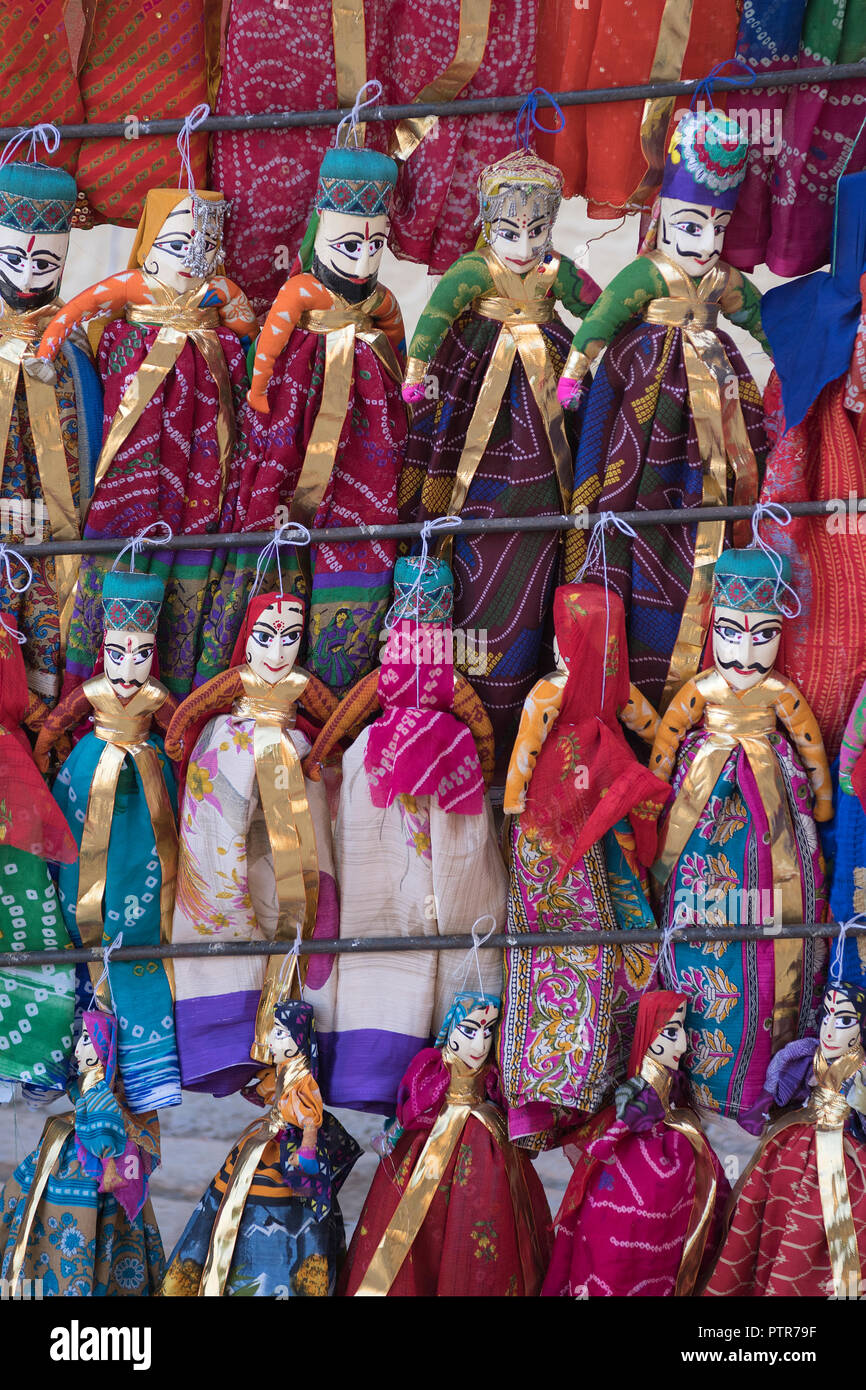 The image of Puppets for sale in jaisalmer fort, Jaisalmer, Rajasthan, India Stock Photo