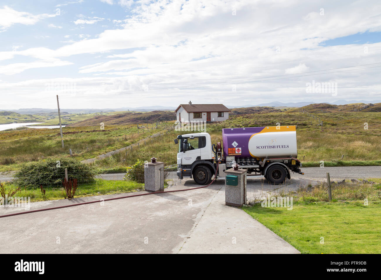 Scottish Fuels Delivery Truck delivering domestic fuel oil, Isle of
