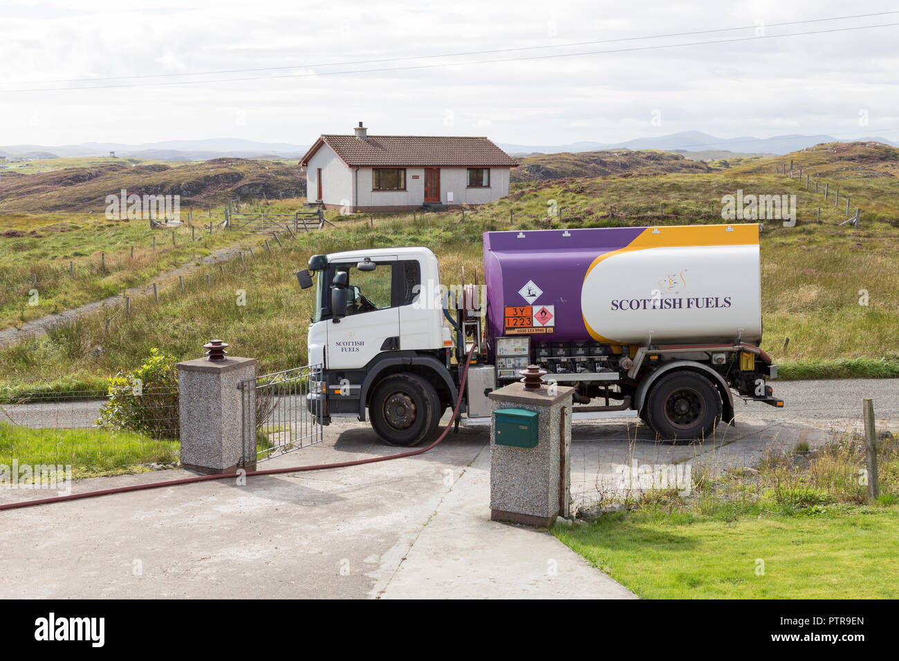Scottish Fuels Delivery Truck delivering domestic fuel oil, Isle of