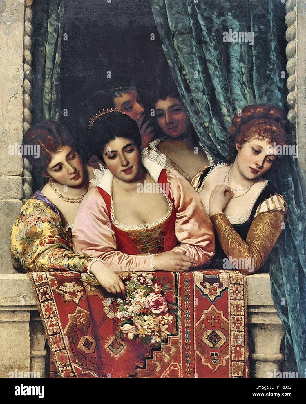 Blaas  Eugene De - Venetian Ladies on a Balcony Stock Photo