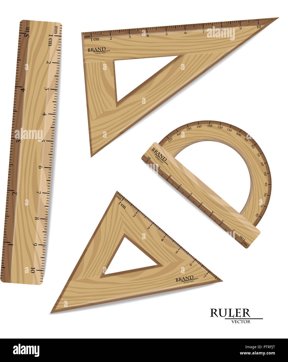 School Rulers Vector. Realistic Classic Wooden Metric Imperial Ruler.  Centimeter And Inch. Measure Tools Equipment Isolated On White Illustration  Stock Vector by ©pikepicture 165804020