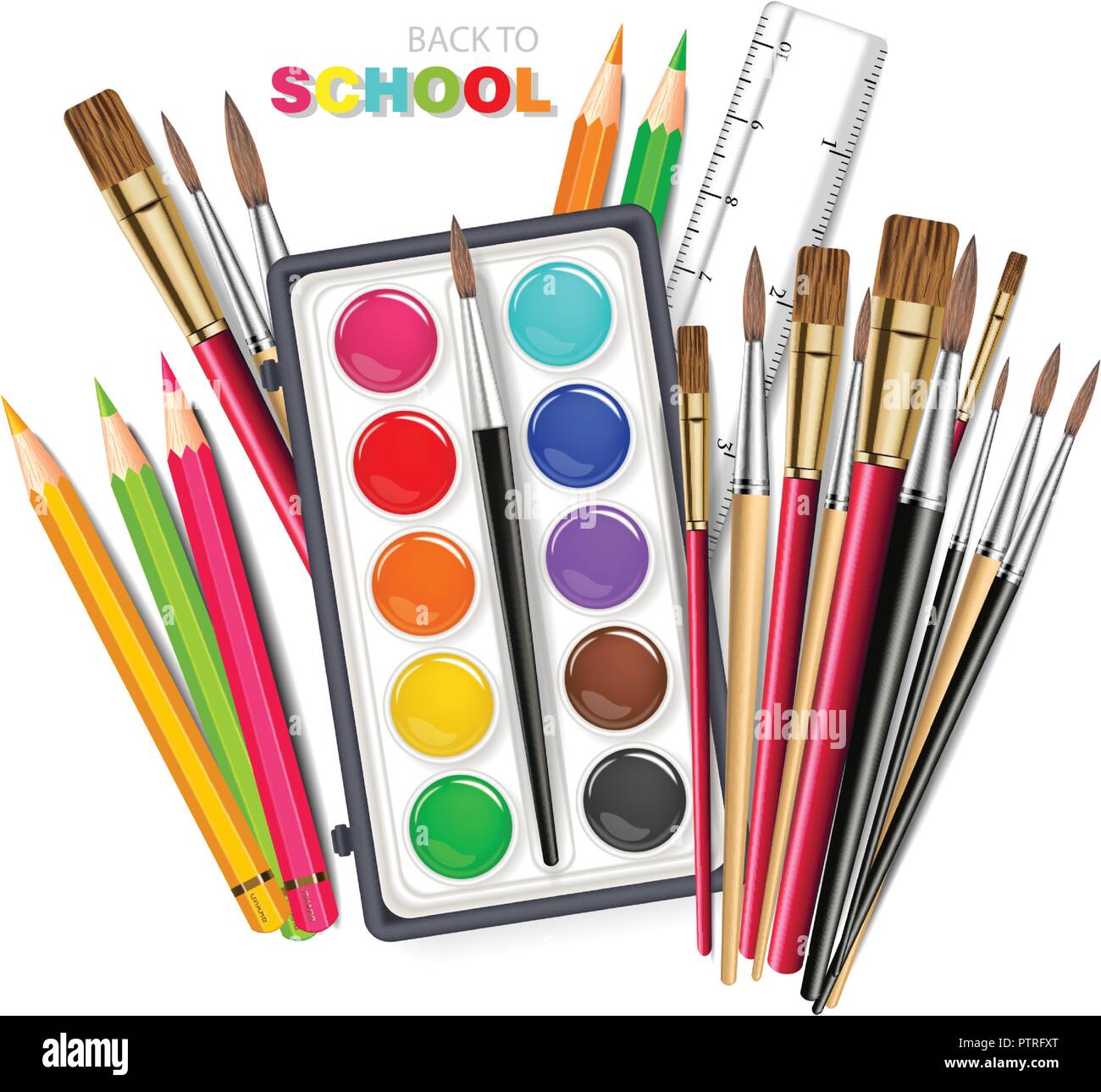 Art supplies collection. Hand drawn tools for painters isolated on white  background. Vector illustration Stock Vector Image & Art - Alamy