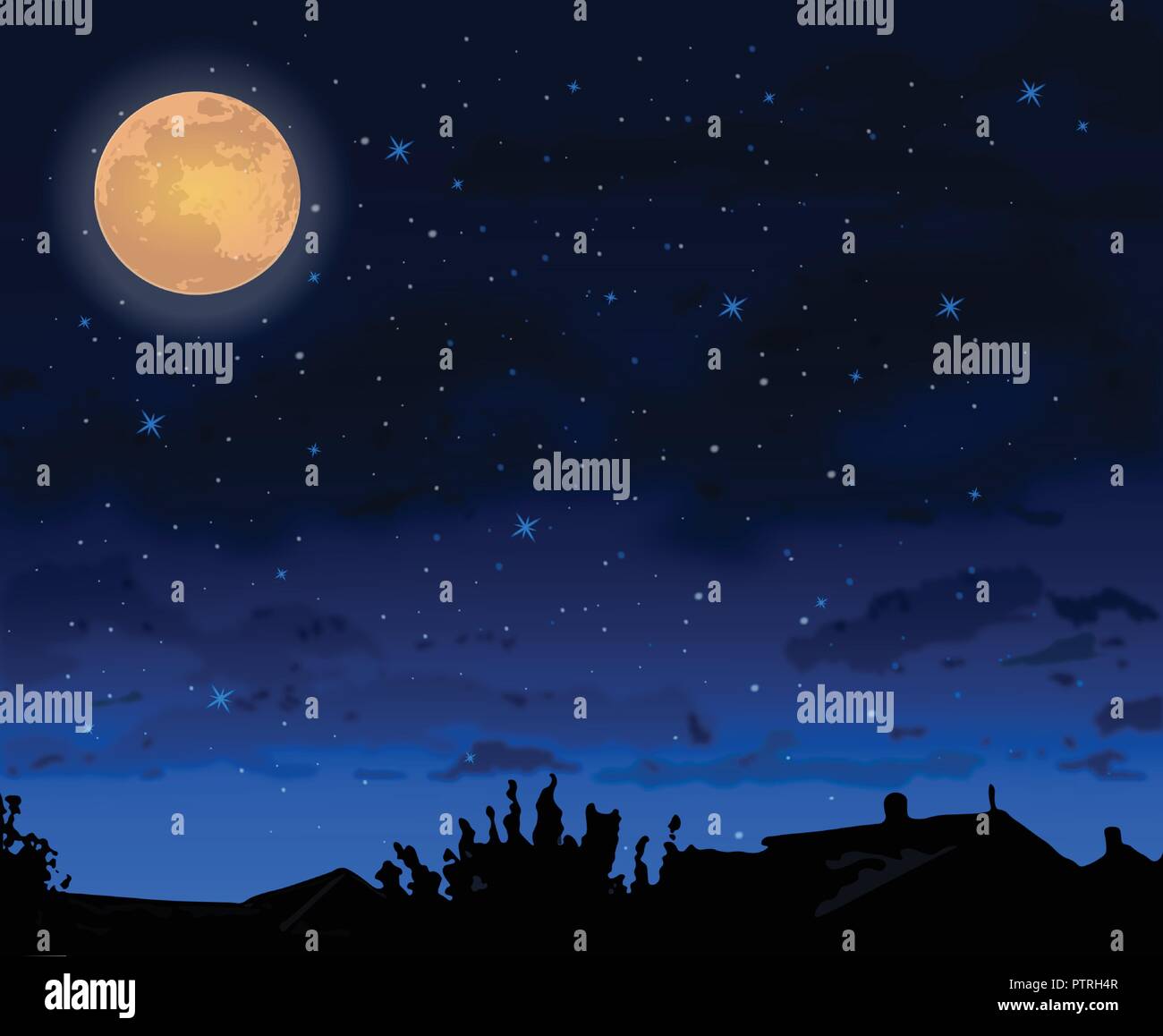 Full moon night skt background Vector. Halloween concept Stock Vector ...