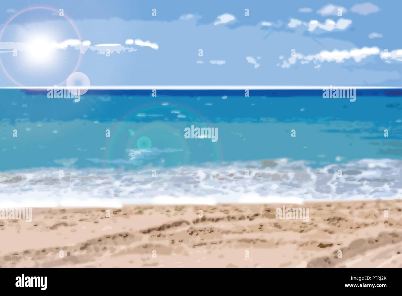 Summer ocean background Vector realistic. Beautiful sea view Stock ...
