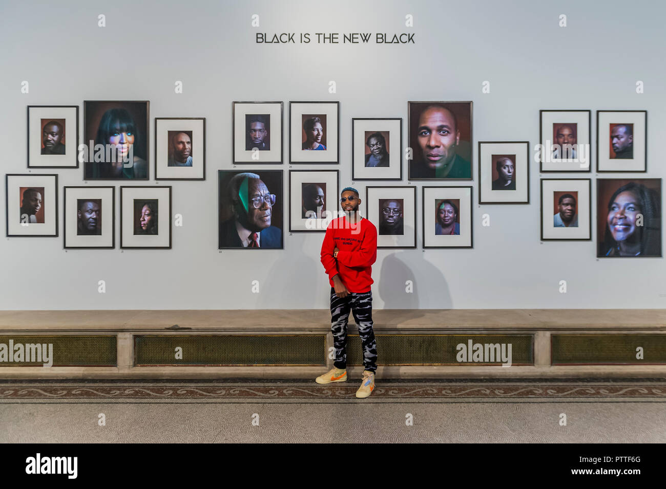 London, UK. 10th October, 2018. Tinie Tempah - Black is the New Black: Portraits by Simon Frederick at National Portrait Gallery, London, the Gallery’s largest acquisition of portraits of Afro-Caribbean (on display until 27 January 2019). Credit: Guy Bell/Alamy Live News Stock Photo