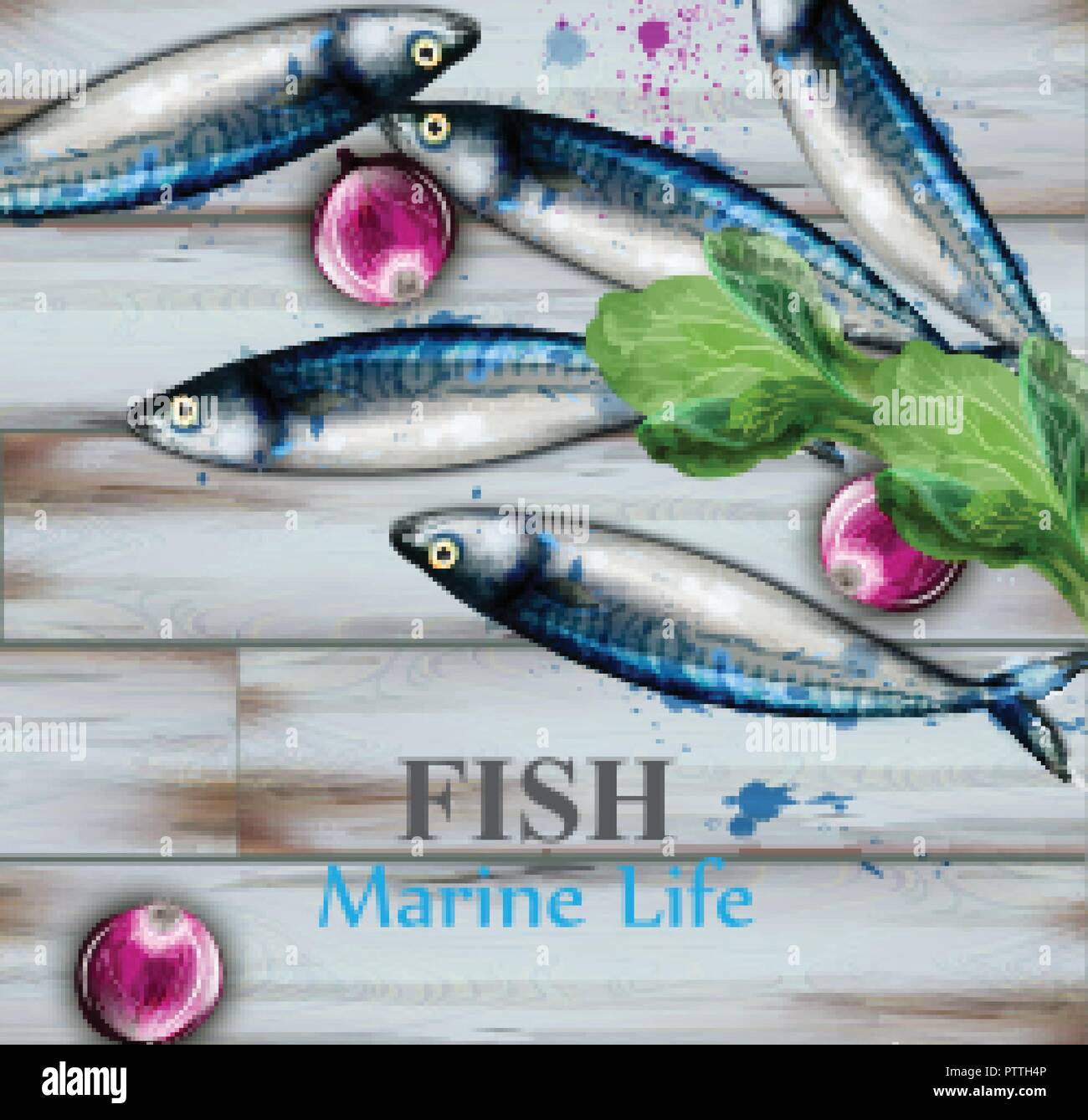 Small fish watercolor Vector. Painted style illustration background ...