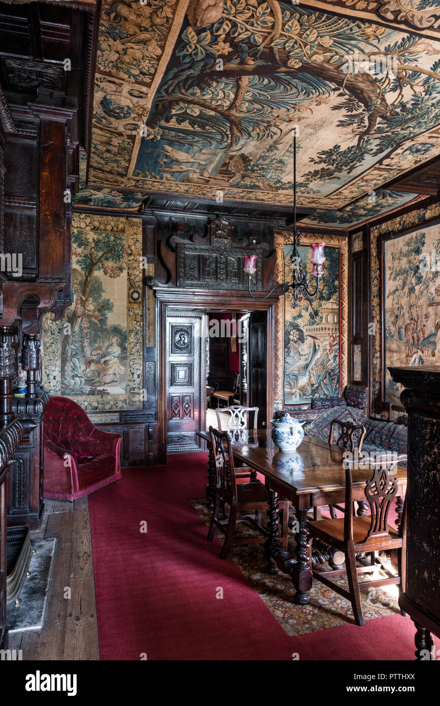 17th and 18th century Aubusson tapestries line walls in Hauteville House Stock Photo