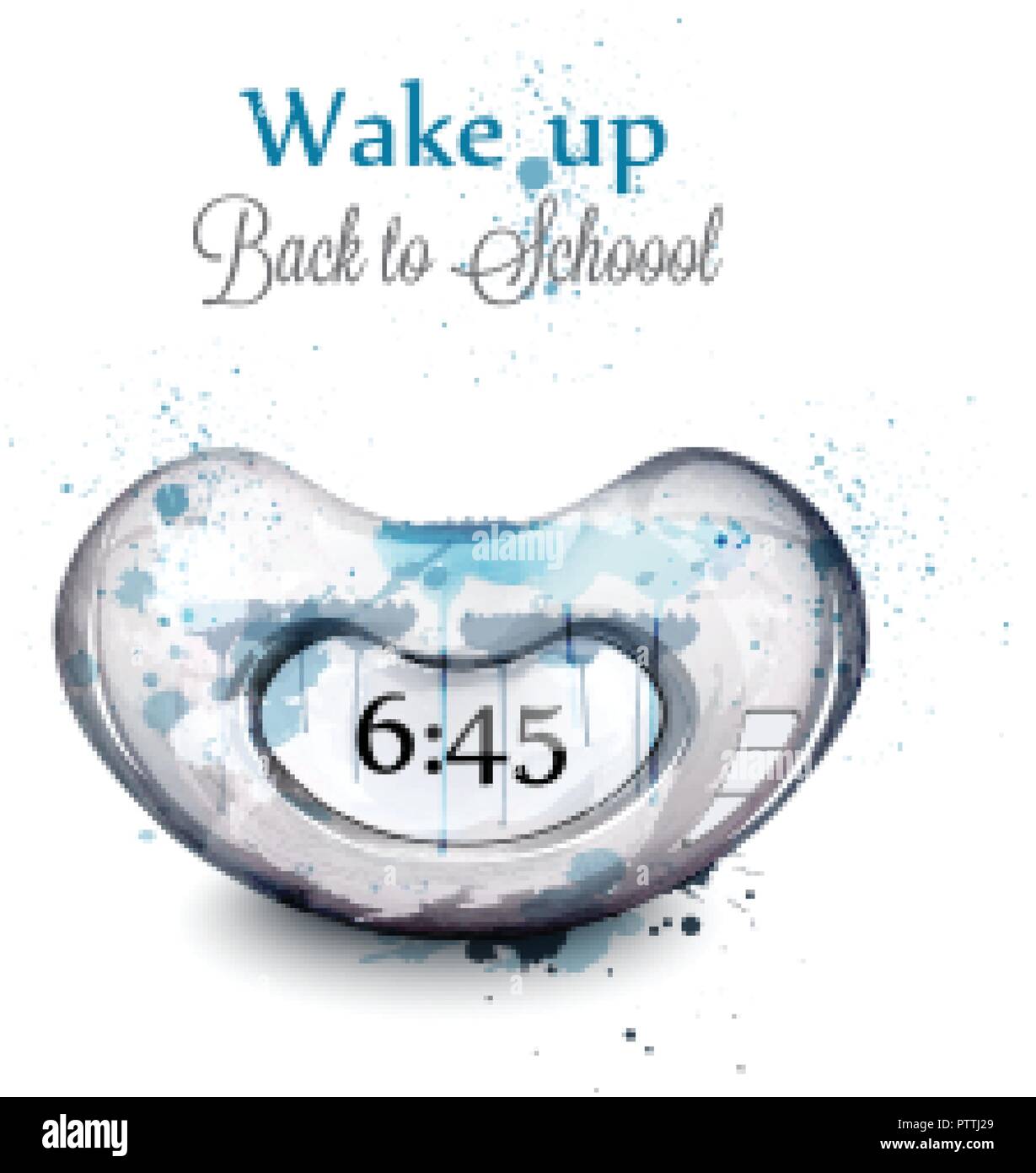 Alarm clock modern design watercolor Vector illustration Stock Vector