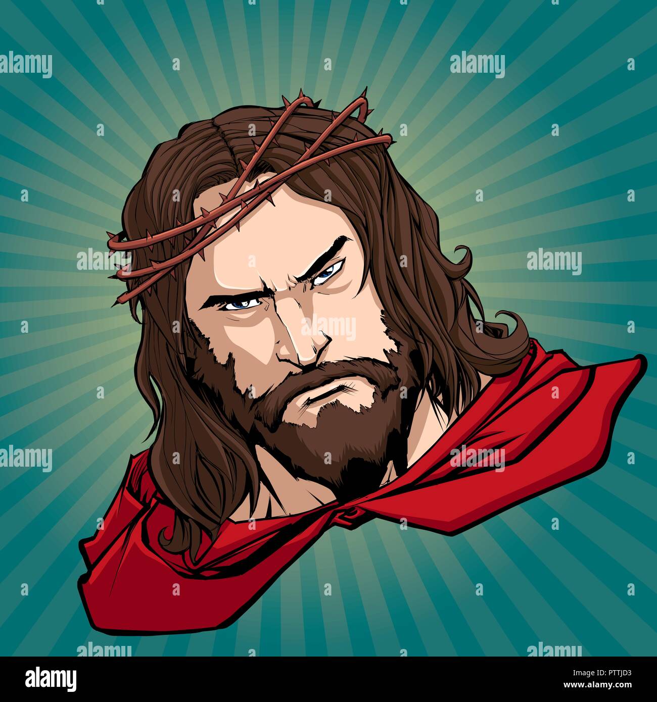 Jesus Superhero Portrait Stock Vector