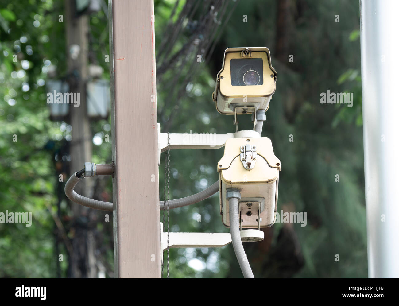CCTV security camera installed in village for security guard monitoring