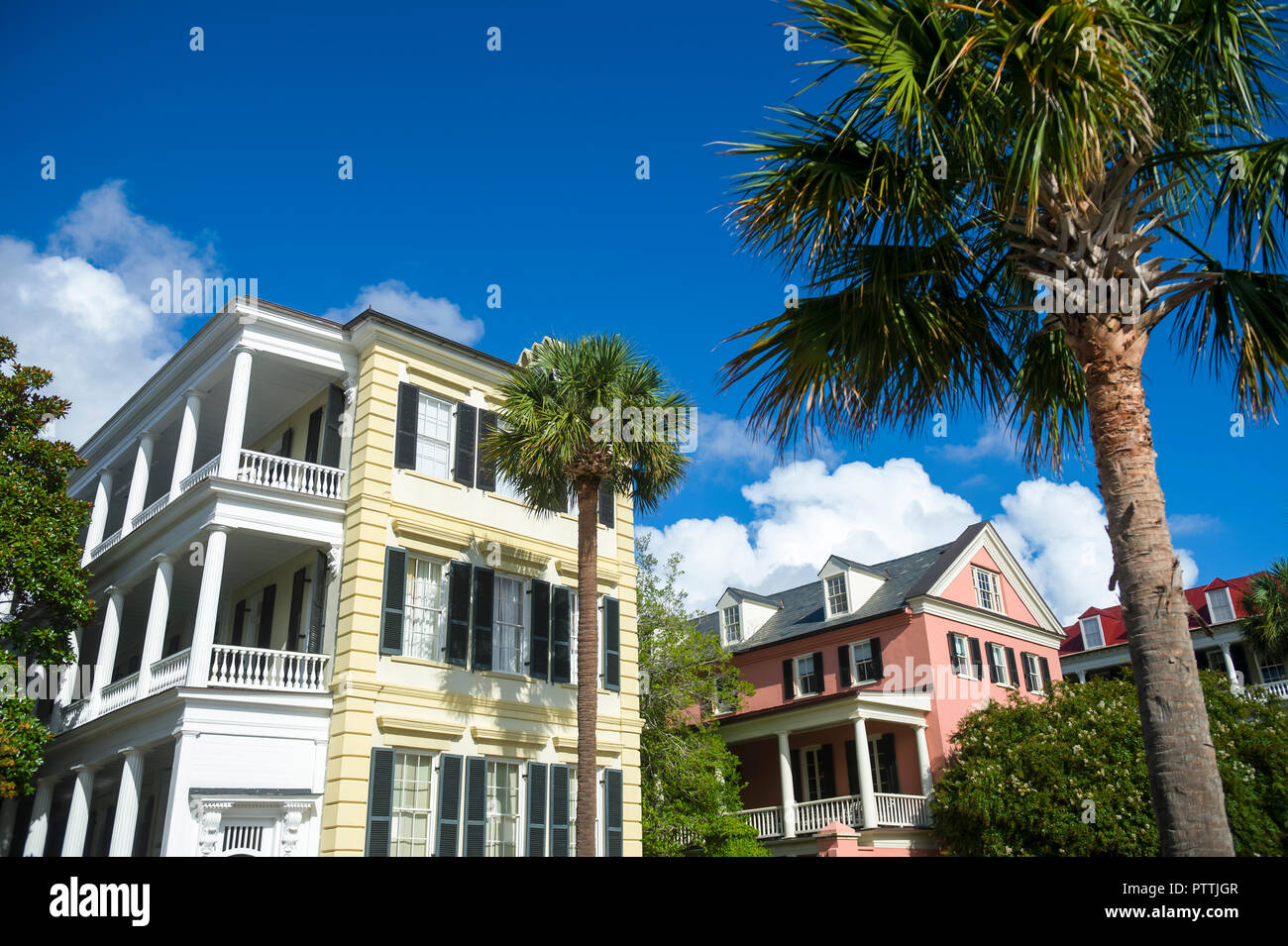 Colorful classical Southern architecture of the Battery neighborhood