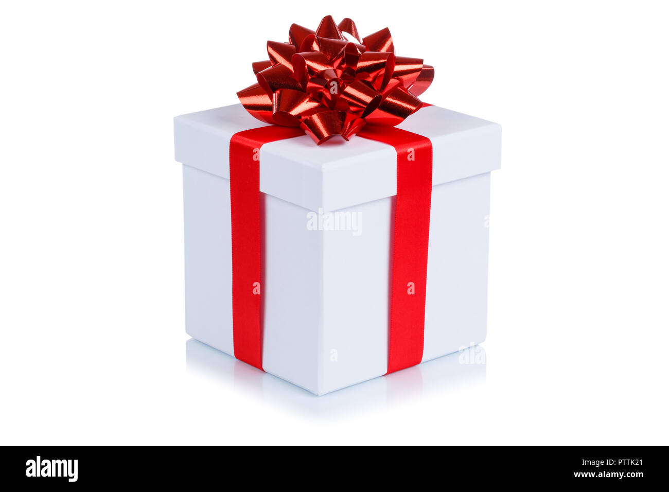 Birthday gift christmas present white box isolated on a white background Stock Photo