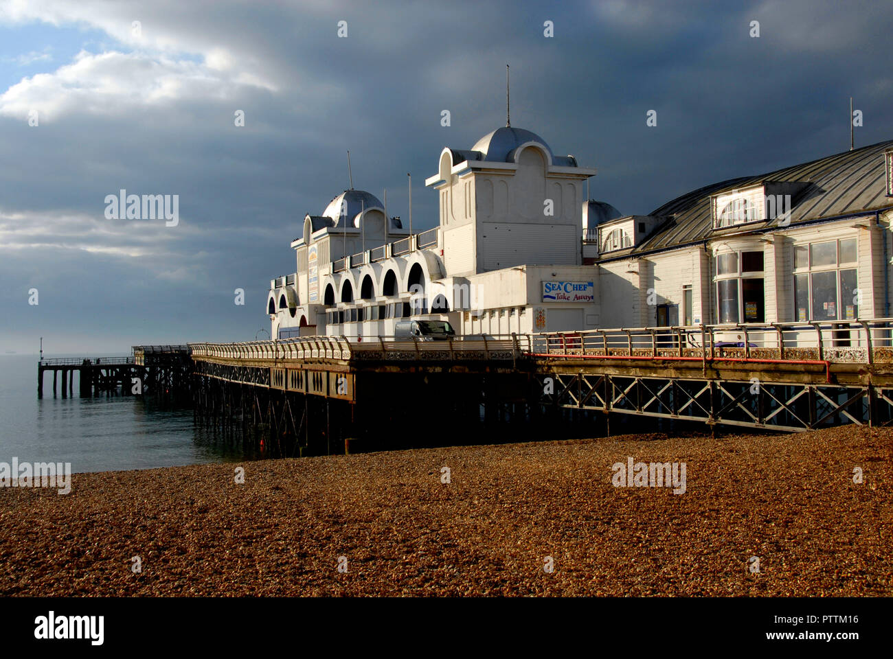 South Parade Pier, Southsea, Portsmouth, Hampshire, England in stormy conditions, 2011 Stock Photo