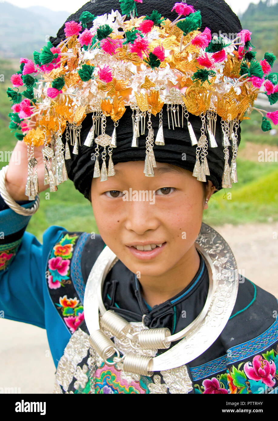 Ethnic minority nationality woman in China Stock Photo