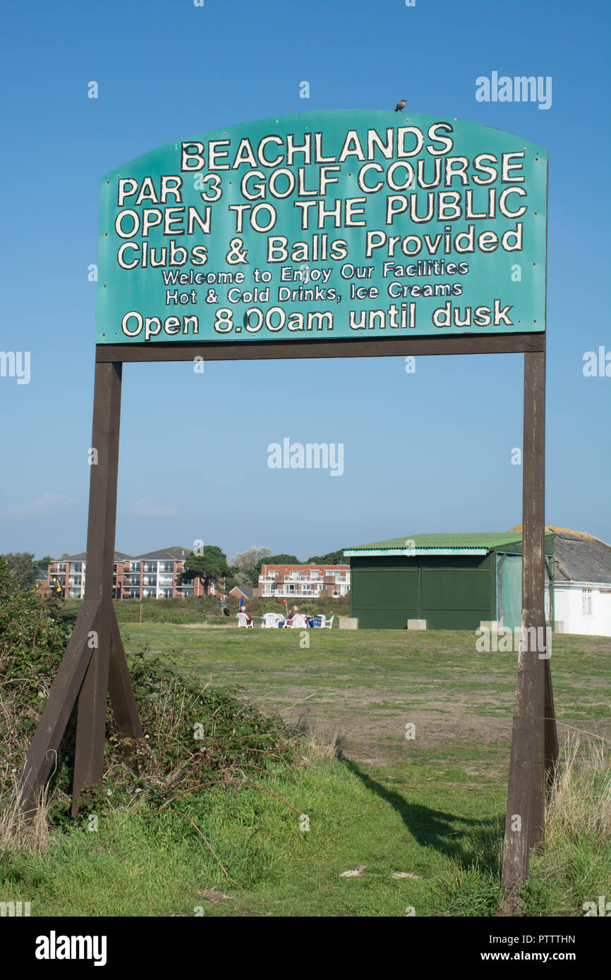 Sign at the entrance to Beachlands Hayling Island golf course in Hampshire, UK Stock Photo