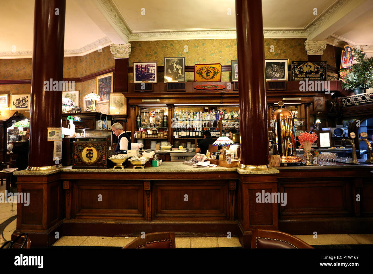 Buenos Aires, Argentina - October 10, 2018: Cafe Tortoni famous bar in Avenida de Mayo in Buenos Aires, Argentina Stock Photo