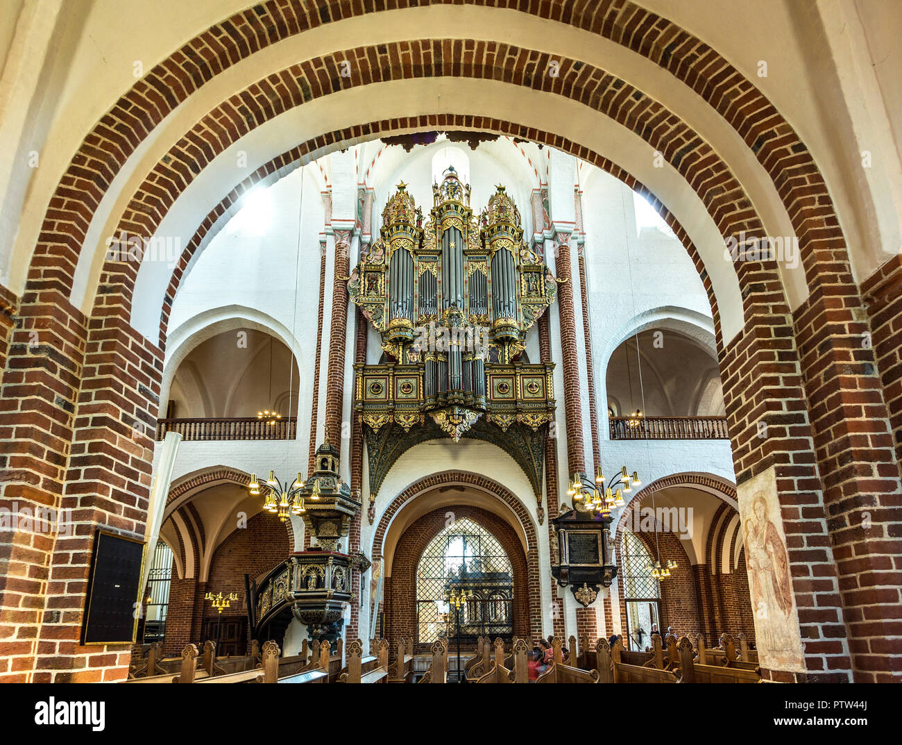 Organ, Roskilde Cathedral. Zealand, denmark Stock Photo