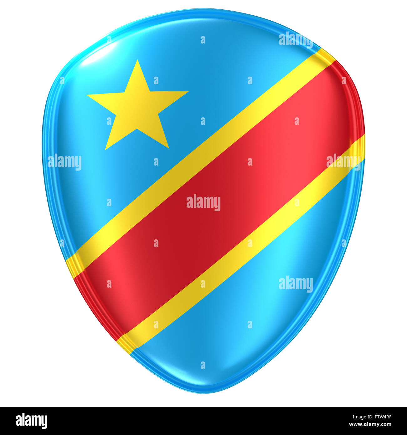 3d rendering of a Democratic Republic of Congo flag icon on white ...