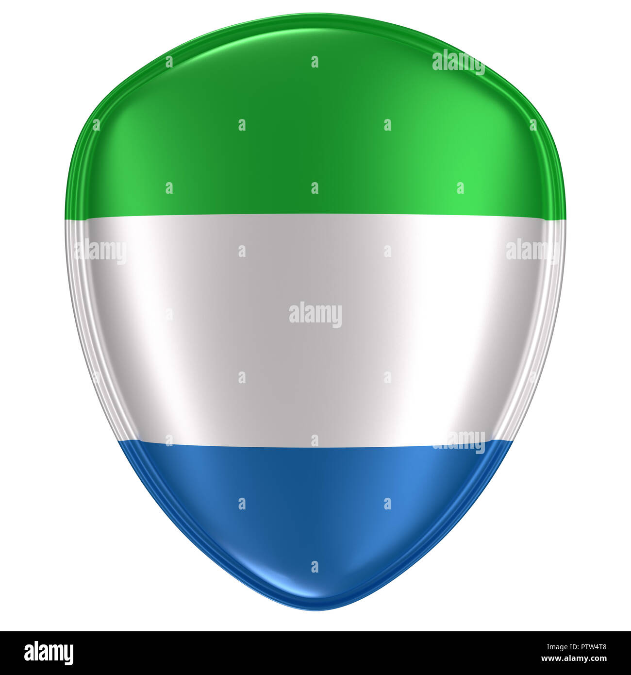3d rendering of a Republic of Sierra Leone flag icon on white ...