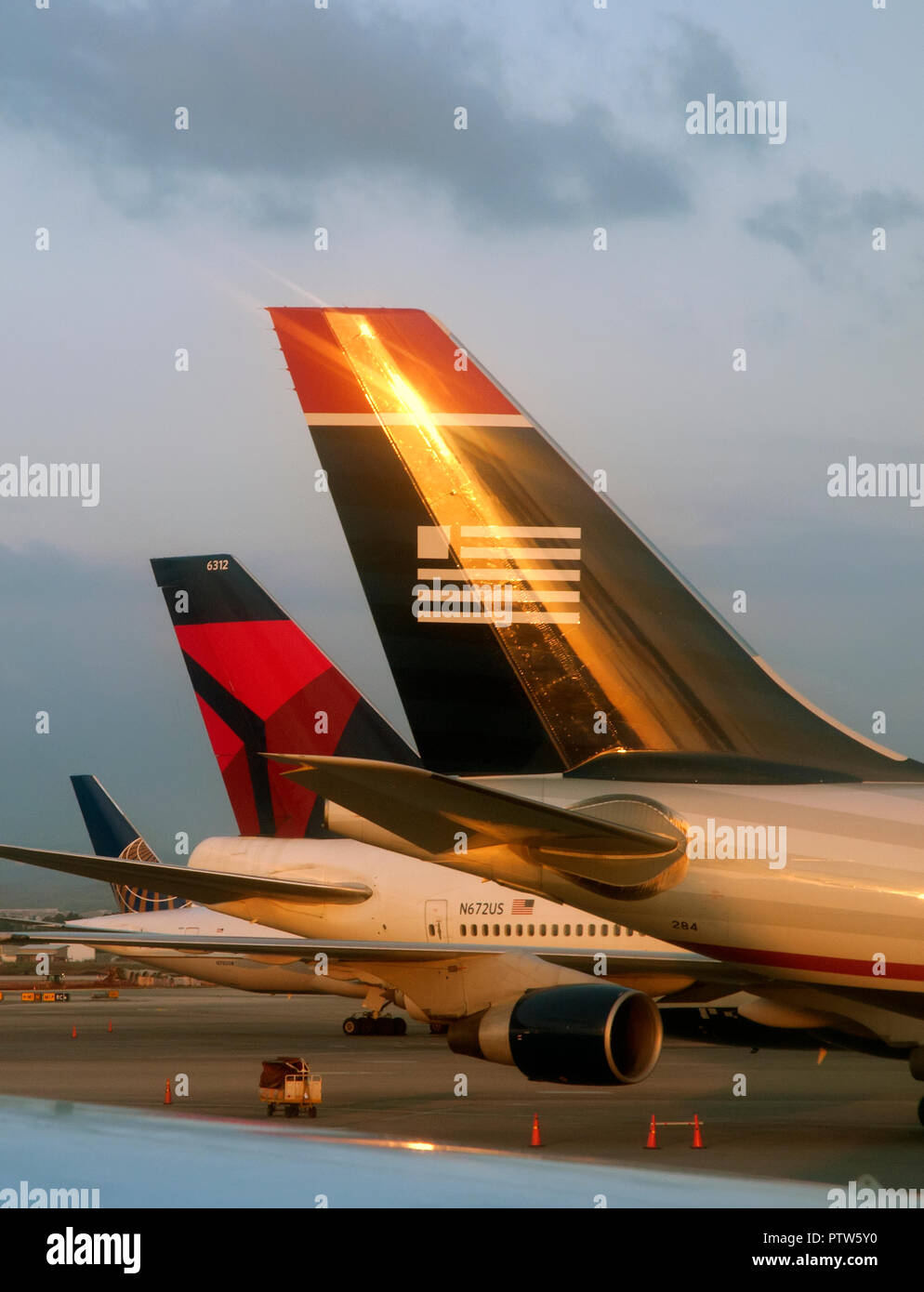 American airplanes, airline logos Stock Photo