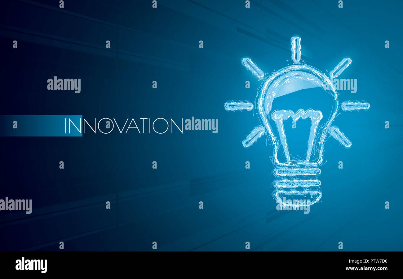 Light bulbs on a blue background. Creativity concept with innovation or inspiration in business, thinking outside the box.Strategy and leadership on t Stock Vector