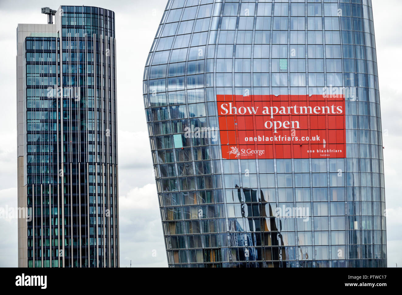 London England,UK,Southwark,Bankside,skyscrapers,modern contemporary architecture,One Blackfriars,Vase,residential building,flats apartments,SimpsonHa Stock Photo