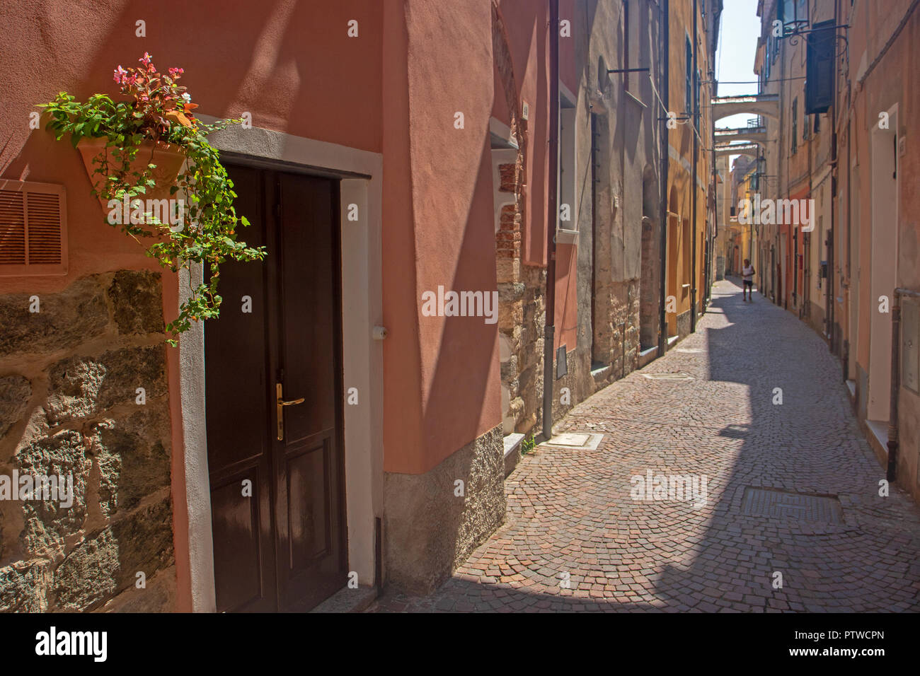 Laneway in the old town of Noli on the Italian Riviera Stock Photo