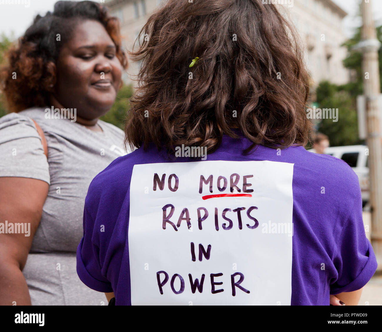 Washington, DC, October 6th, 2018: Woman protesting on the day of the final confirmation vote of Brett Kavanaugh as Justice of the US Supreme Court. Stock Photo