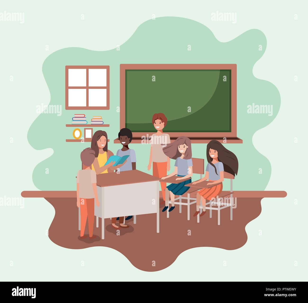 female teacher in the classroom with students Stock Vector Image & Art ...