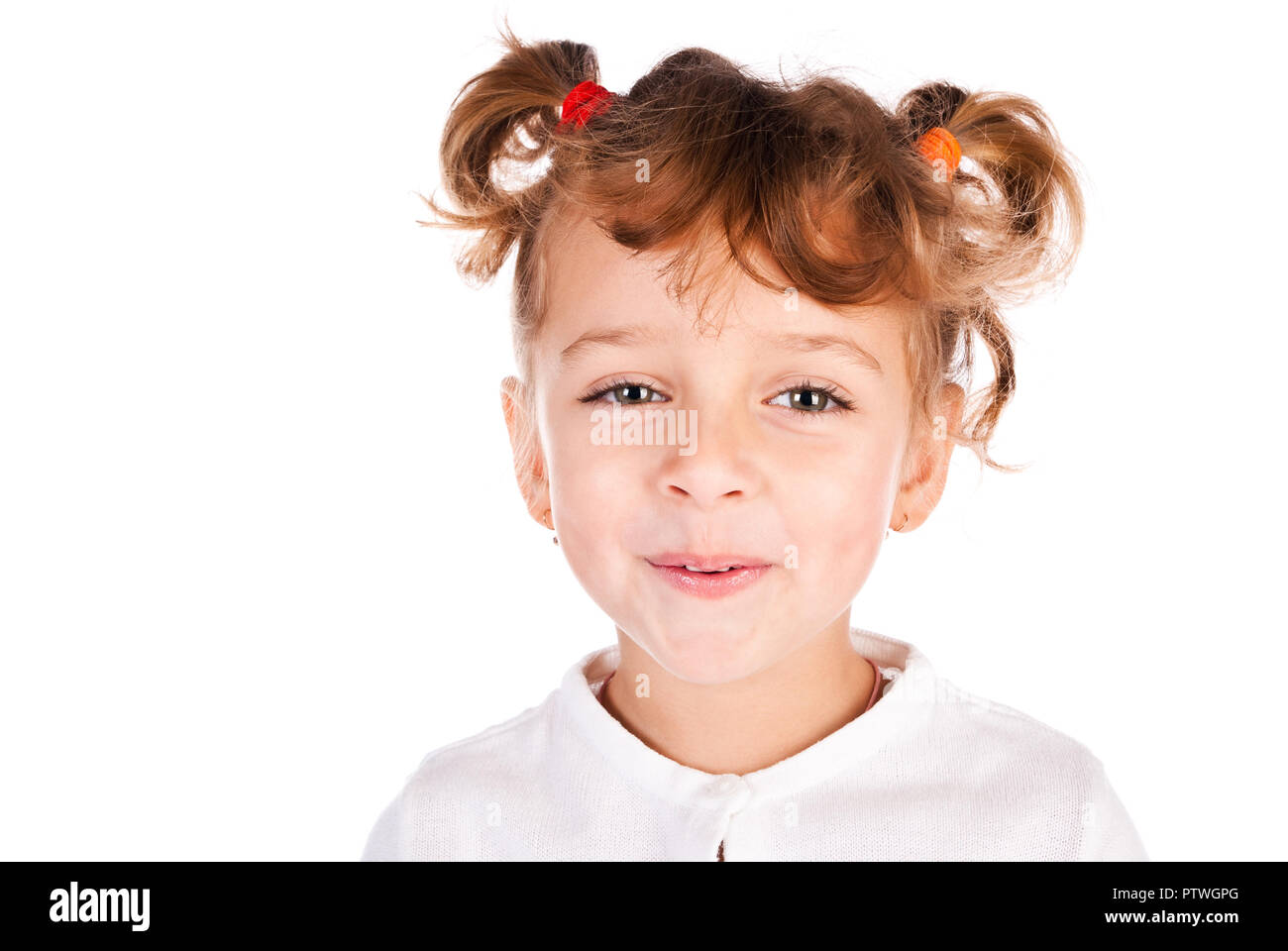 smiling girl isolated on a white background Stock Photo - Alamy