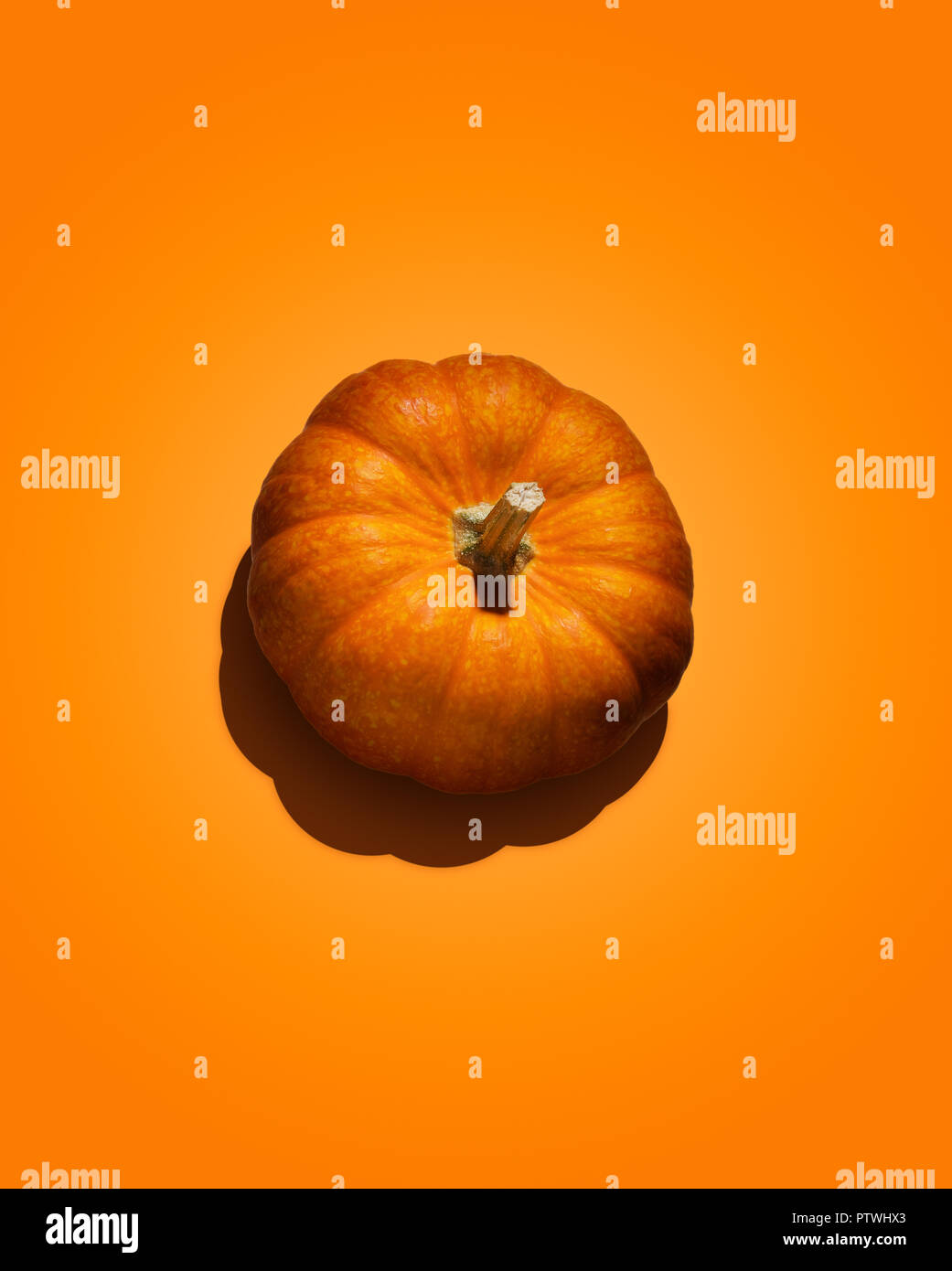 Pumpkin against orange background Stock Photo