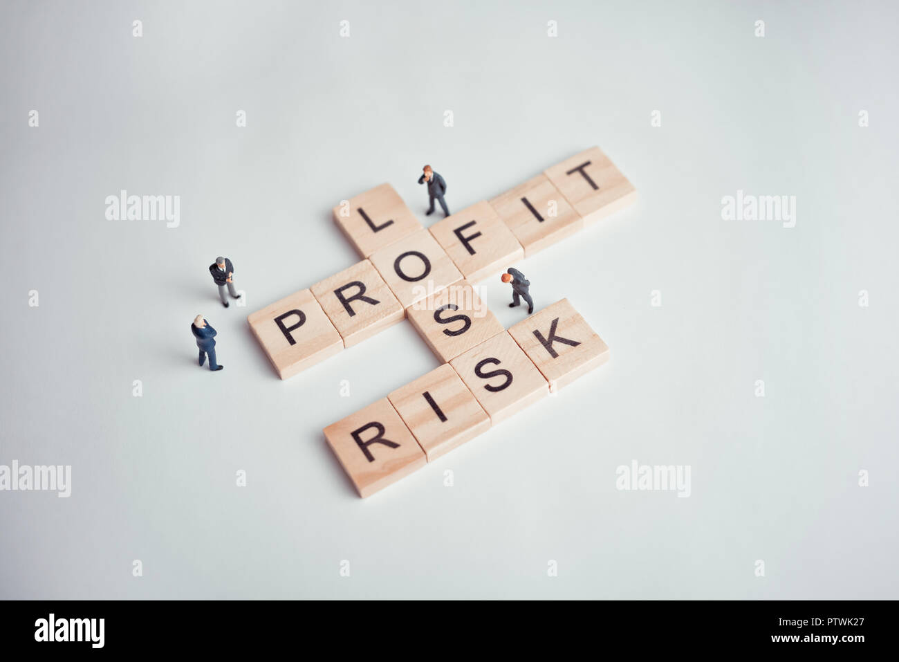 Risk Profit and Loss Crossword Puzzle Business concept Stock Photo