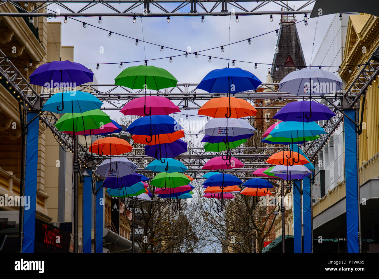 Colourful Umbrellas in Hay Street Mall, Perth, Western Australia, Australia Stock Photo Alamy